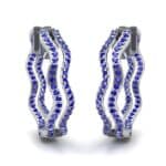 Freeform Pave Blue Sapphire Huggie Earrings (1.96 CTW) Perspective View