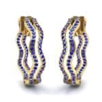 Freeform Pave Blue Sapphire Huggie Earrings (1.96 CTW) Perspective View