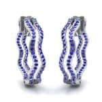 Freeform Pave Blue Sapphire Huggie Earrings (1.96 CTW) Perspective View