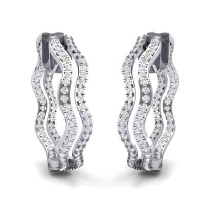 Freeform Pave Diamond Huggie Earrings (1.96 CTW) Perspective View