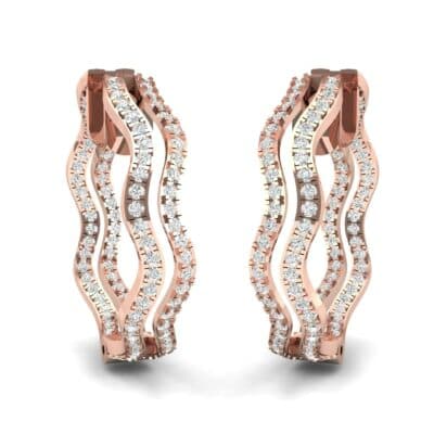 Freeform Pave Diamond Huggie Earrings (1.96 CTW) Perspective View