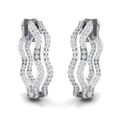 Freeform Pave Crystal Huggie Earrings (1.96 CTW) Perspective View