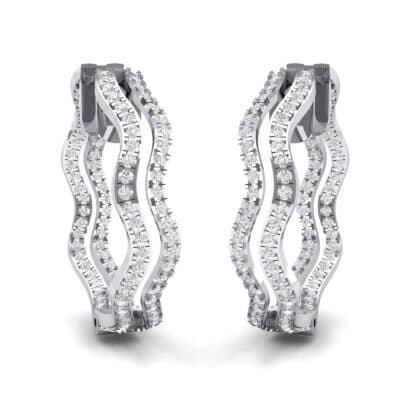 Freeform Pave Diamond Huggie Earrings (1.96 CTW) Perspective View