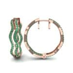 Freeform Pave Emerald Huggie Earrings (1.96 CTW) Top Dynamic View