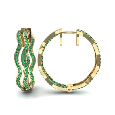 Freeform Pave Emerald Huggie Earrings (1.96 CTW) Top Dynamic View