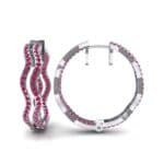 Freeform Pave Ruby Huggie Earrings (1.96 CTW) Top Dynamic View