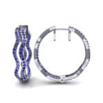 Freeform Pave Blue Sapphire Huggie Earrings (1.96 CTW) Top Dynamic View