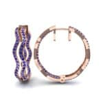 Freeform Pave Blue Sapphire Huggie Earrings (1.96 CTW) Top Dynamic View