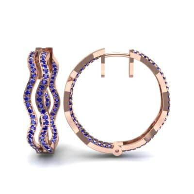 Freeform Pave Blue Sapphire Huggie Earrings (1.96 CTW) Top Dynamic View