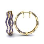 Freeform Pave Blue Sapphire Huggie Earrings (1.96 CTW) Top Dynamic View