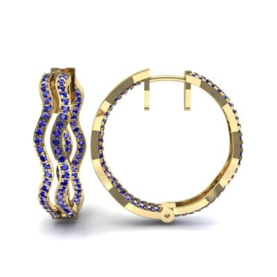 Freeform Pave Blue Sapphire Huggie Earrings (1.96 CTW) Top Dynamic View