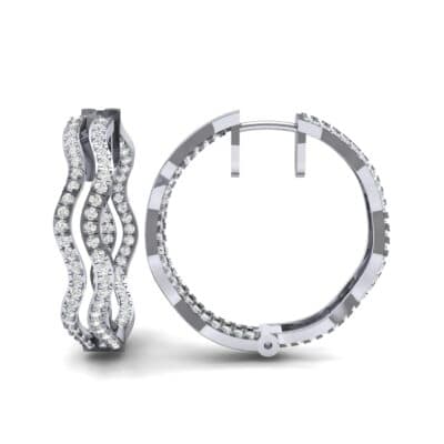 Freeform Pave Diamond Huggie Earrings (1.96 CTW) Top Dynamic View
