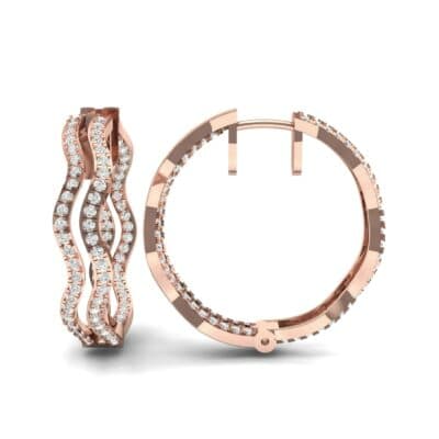 Freeform Pave Diamond Huggie Earrings (1.96 CTW) Top Dynamic View