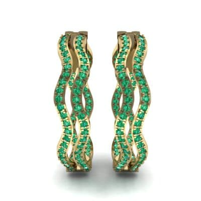 Freeform Pave Emerald Huggie Earrings (1.96 CTW) Side View