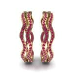 Freeform Pave Ruby Huggie Earrings (1.96 CTW) Side View