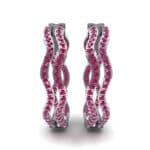 Freeform Pave Ruby Huggie Earrings (1.96 CTW) Side View