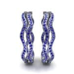 Freeform Pave Blue Sapphire Huggie Earrings (1.96 CTW) Side View