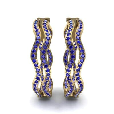 Freeform Pave Blue Sapphire Huggie Earrings (1.96 CTW) Side View