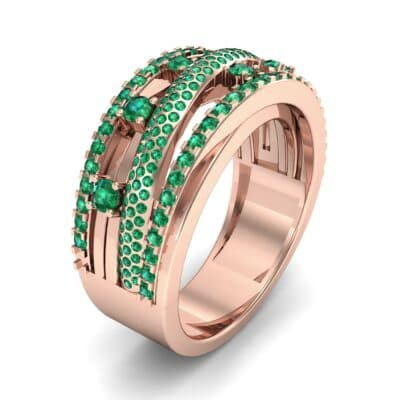 Twist Medley Emerald Ring (1.09 CTW) Perspective View