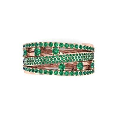 Twist Medley Emerald Ring (1.09 CTW) Top Flat View