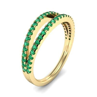 Pave Split Band Emerald Ring (0.36 CTW) Perspective View
