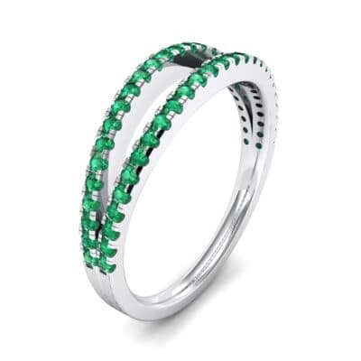 Pave Split Band Emerald Ring (0.36 CTW) Perspective View