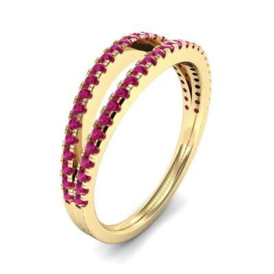 Pave Split Band Ruby Ring (0.36 CTW) Perspective View