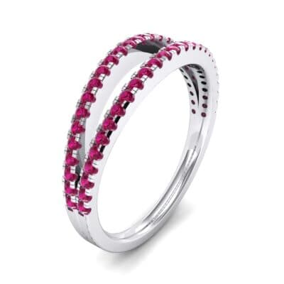 Pave Split Band Ruby Ring (0.36 CTW) Perspective View