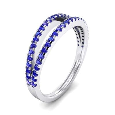 Pave Split Band Blue Sapphire Ring (0.36 CTW) Perspective View