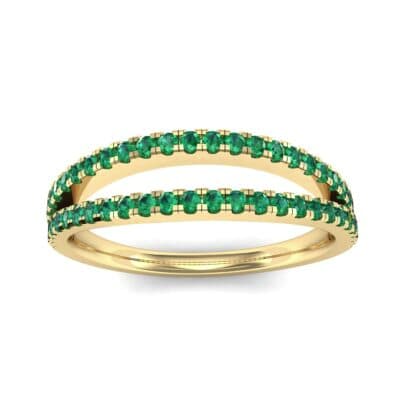 Pave Split Band Emerald Ring (0.36 CTW) Top Dynamic View