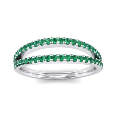 Pave Split Band Emerald Ring (0.36 CTW) Top Dynamic View