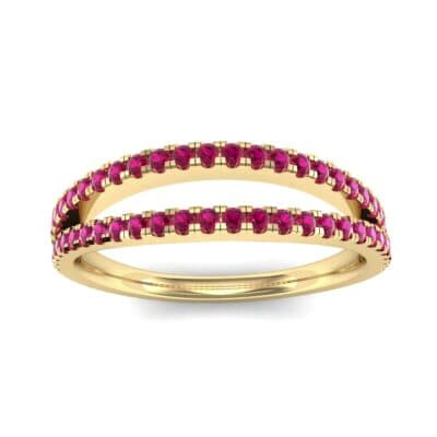 Pave Split Band Ruby Ring (0.36 CTW) Top Dynamic View