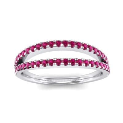 Pave Split Band Ruby Ring (0.36 CTW) Top Dynamic View