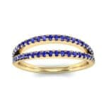 Pave Split Band Blue Sapphire Ring (0.36 CTW) Top Dynamic View