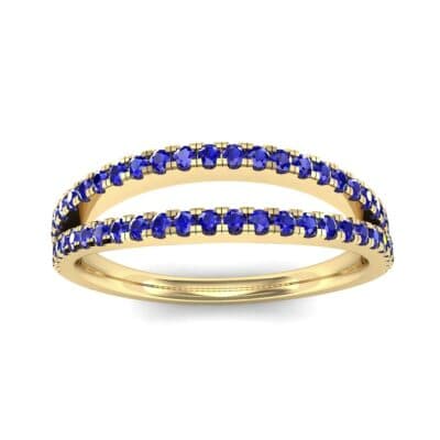 Pave Split Band Blue Sapphire Ring (0.36 CTW) Top Dynamic View