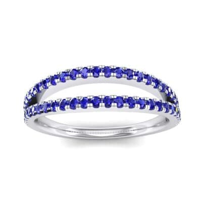Pave Split Band Blue Sapphire Ring (0.36 CTW) Top Dynamic View