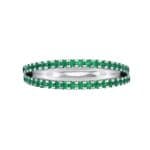 Pave Split Band Emerald Ring (0.36 CTW) Top Flat View