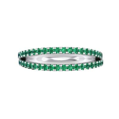 Pave Split Band Emerald Ring (0.36 CTW) Top Flat View