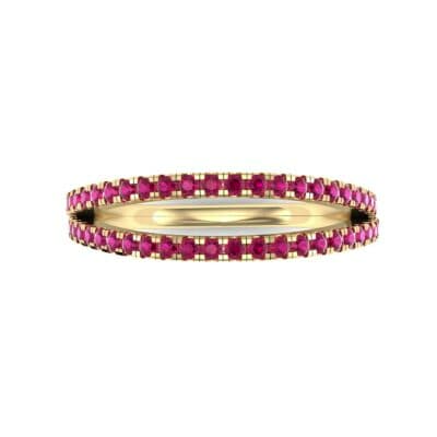 Pave Split Band Ruby Ring (0.36 CTW) Top Flat View