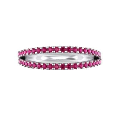 Pave Split Band Ruby Ring (0.36 CTW) Top Flat View