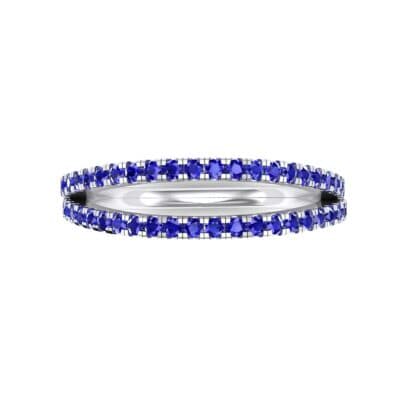 Pave Split Band Blue Sapphire Ring (0.36 CTW) Top Flat View