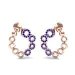 Half-Pave Eyelet Blue Sapphire Earrings (0.44 CTW) Perspective View