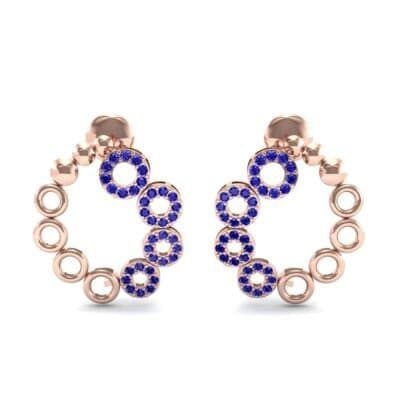 Half-Pave Eyelet Blue Sapphire Earrings (0.44 CTW) Side View