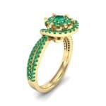 Reverse Split Shank Halo Emerald Engagement Ring (0.84 CTW) Perspective View