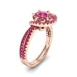 Reverse Split Shank Halo Ruby Engagement Ring (0.84 CTW) Perspective View