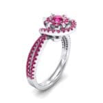 Reverse Split Shank Halo Ruby Engagement Ring (0.84 CTW) Perspective View