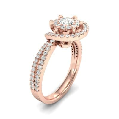 Reverse Split Shank Halo Diamond Engagement Ring (0.84 CTW) Perspective View