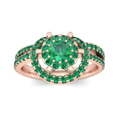 Reverse Split Shank Halo Emerald Engagement Ring (0.84 CTW) Top Dynamic View