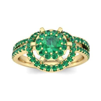 Reverse Split Shank Halo Emerald Engagement Ring (0.84 CTW) Top Dynamic View