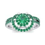 Reverse Split Shank Halo Emerald Engagement Ring (0.84 CTW) Top Dynamic View